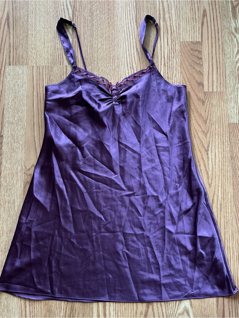 Morgan Taylor purple + pink silky slip dress